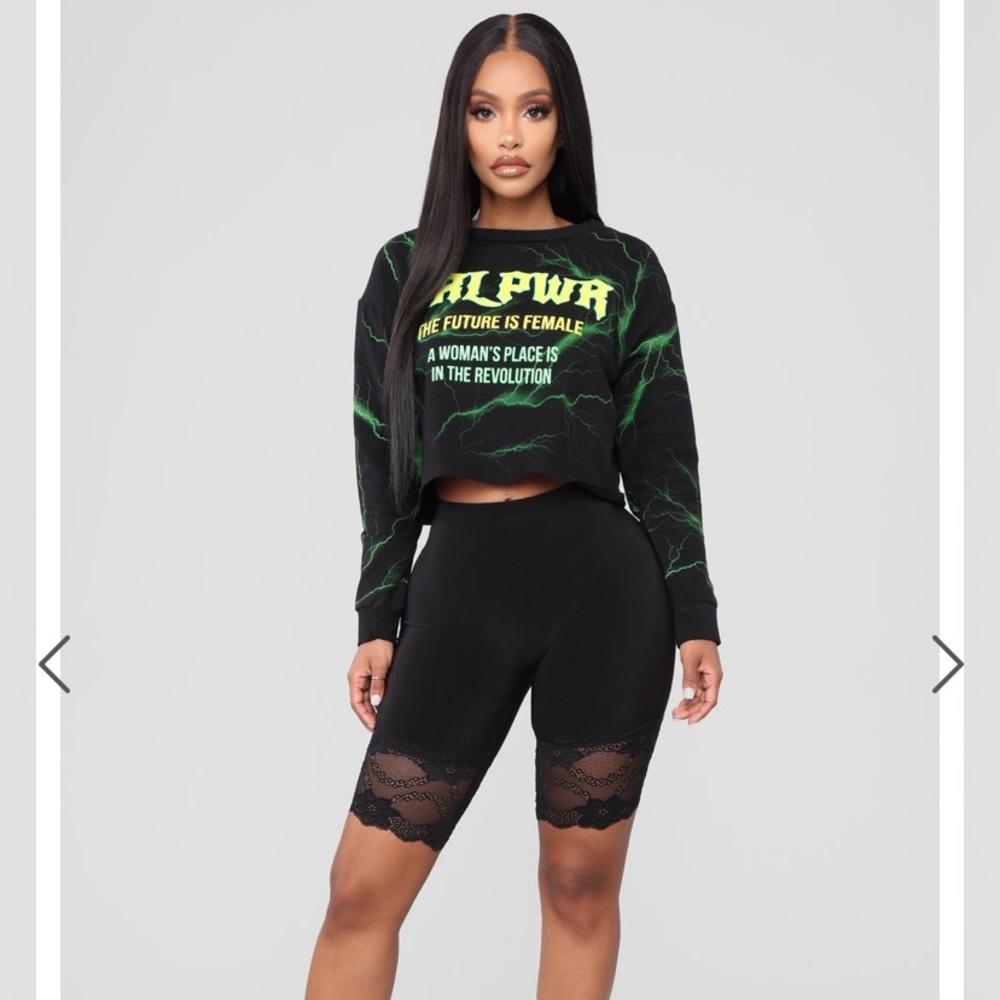 Fashion nova everly lace hem biker shorts